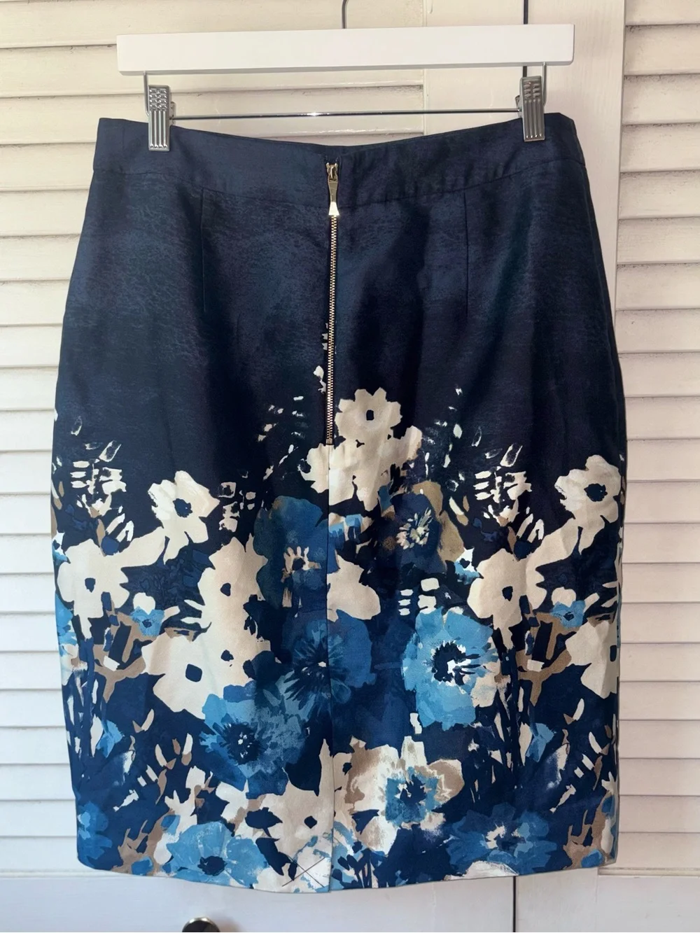 Kate Spade New York Skirt the Rules Watercolor Floral Pencil Skirt 12 Navy